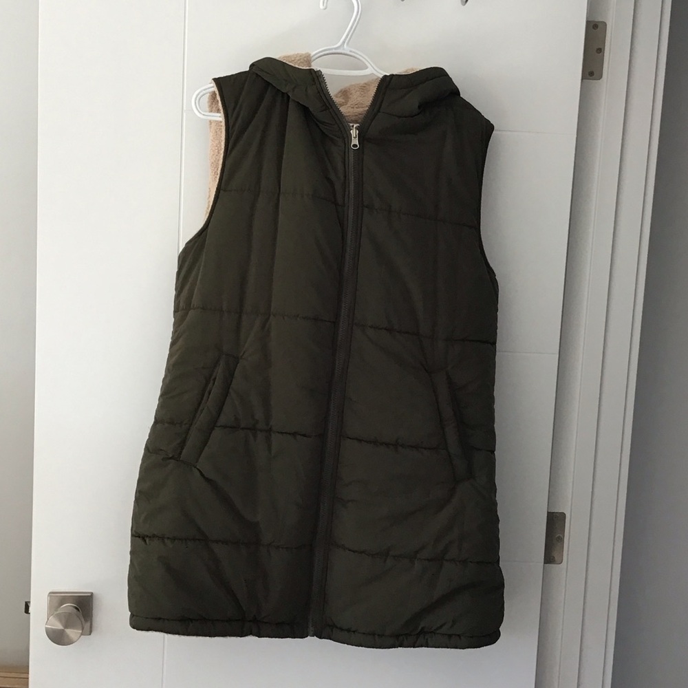 Olive Green Hooded Puffer Vest